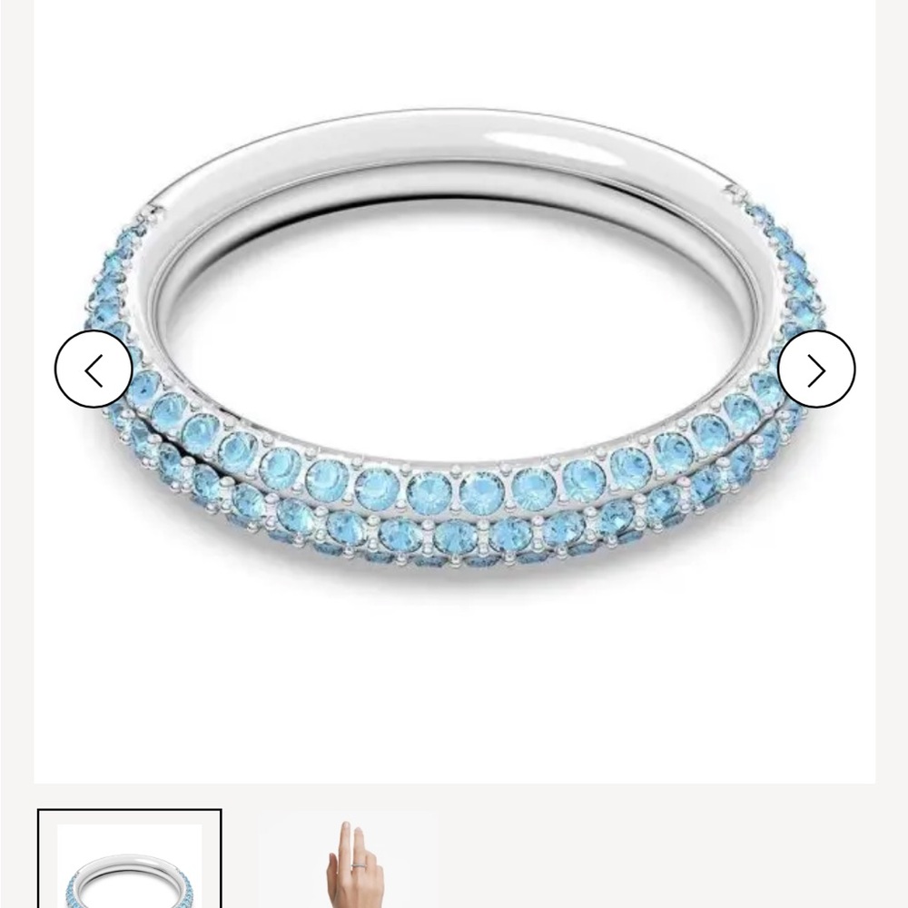 Swarovski Silver Ring with Blue Crystals size 55